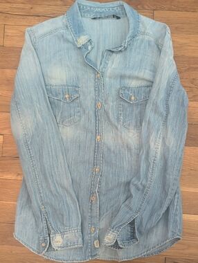 Zara Trafaluc Collection Distressed Denim Shirt